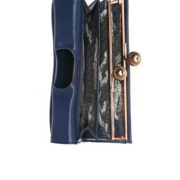 NIB- Ted Baker - FELICEE - Bobble Matinee Wallet - Navy Patent Leather - Picture 7 of 7